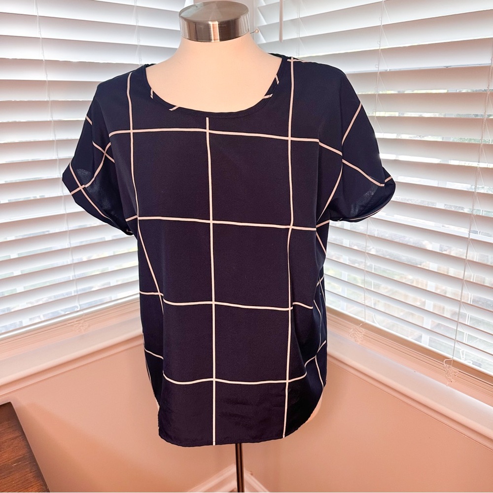 SHEIN Blue Boxy Short Sleeve Blouse